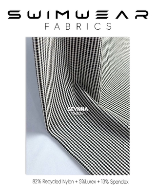 82% Nylon reciclado 5% Lurex 13% Spandex Tecido de natação Alternativas com alta resistência ao cloro