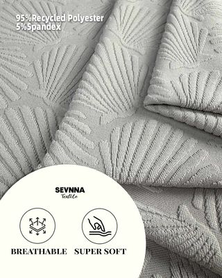Tecido de roupa de banho reciclado com listras Instruções de cuidados sustentáveis para roupas de banho ecológicas