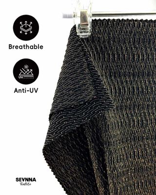 Tecido de roupa de banho ecológico resistente ao cloro com 69% de nylon reciclado, 20% de lurex e 11% de spandex