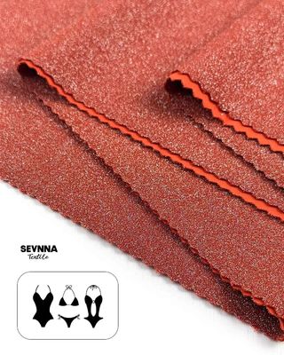 Tecido de malha dupla com peso de 230gsm com Nylon Reciclado e Acabamento Metálico para Verão e Outono