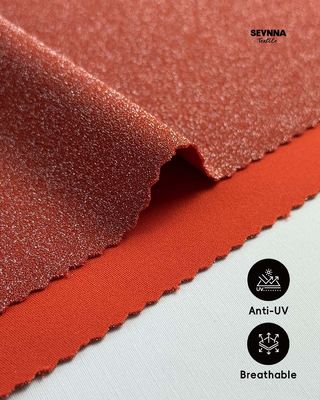 Tecido de malha dupla com peso de 230gsm com Nylon Reciclado e Acabamento Metálico para Verão e Outono