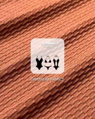 Tecido de natação texturizado premium com 130cm de largura, 250gsm de peso e composição de nylon reciclado para swimwear de alto desempenho