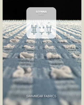 Tecido de natação texturizado premium com 115cm de largura, peso de 170gsm e padrão texturizado elegante para roupa de banho