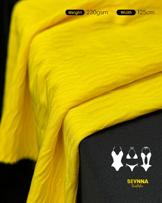 Tecido de natação texturizado premium com 85% poliéster reciclado + 15% elastano, 125cm de largura e alta durabilidade para roupas de banho