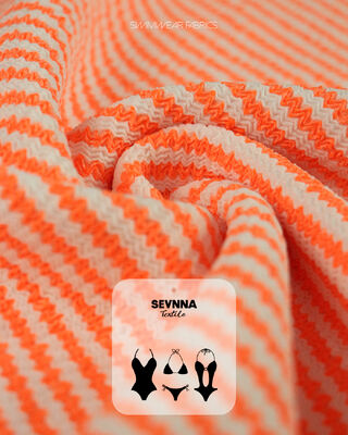 Tecido de natação texturizado premium com 95% poliéster reciclado + 5% elastano, peso de 280gsm e alta respirabilidade para roupas de banho