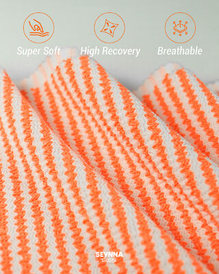 Tecido de natação texturizado premium com 95% poliéster reciclado + 5% elastano, peso de 280gsm e alta respirabilidade para roupas de banho