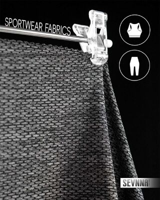 Tecido de malha dupla com 160cm de largura, composto por 60% Nylon, 28% Poliéster, 12% Spandex e peso de 165gsm, ideal para vestuário durável