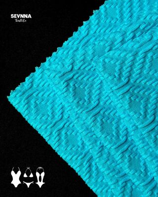 Tecido de natação texturizado UPF 50+ com alta resistência ao cloro e 93% de nylon reciclado para roupas de banho duráveis