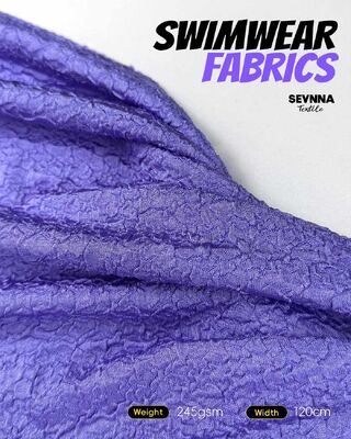 86% UPF de nylon reciclado 50+ 245gm Tecido de natação texturizado para roupas de banho e vestuário desportivo de alto desempenho