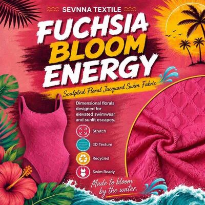 Tecido para moda praia 310GSM UPF 50+ de Nylon e Spandex Reciclado Texturizado RN-2776