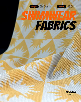 Tecido de banho texturizado 260gsm com alta resistência ao cloro e UPF 50+ para trajes de banho duráveis